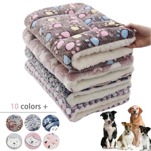 Image of Cozy Bear Pattern Pet Bed Mat – Soft Fleece Dog & Cat Sleeping Pad, Thickened Washable Blanket for Warm Comfort at Home