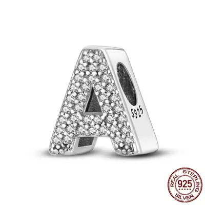 Image de Breloque Lettre A-Z en Argent 925 et Zircon - Perle pour Bracelet à Charms