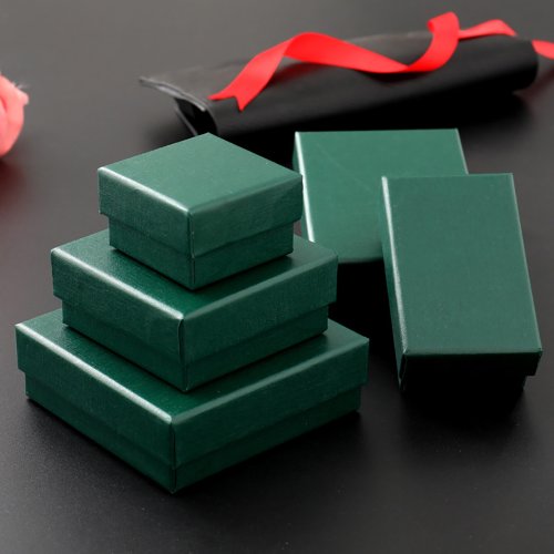 Afbeelding van 12pack witte eenvoudige luxe doos donkergroen papier sieraden ringen oorbellen armband ketting vitrine sieraden organisator dozen