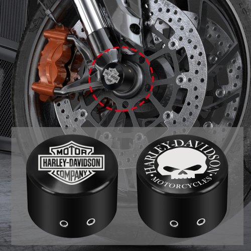 Image of Aluminum Front Axle Nut Cover Caps with Bolt - 2-Pack for Harley-Davidson Motorcycles