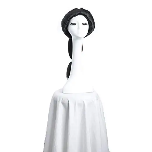 Afbeelding van Cosplay Pruiken Jasmijn prinses Lange Zwarte Pruik Synthetisch Haar Hittebestendig + Pruik Cap