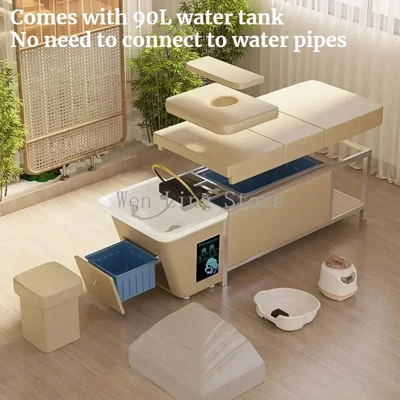 Afbeelding van Natuurlijke Spa Haarwasstoel met Ingebouwde Watertank en Japanse Styling Technologie voor Professionele Salon Gebruik