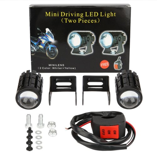 Afbeelding van Mini Rijlicht met Dubbele Kleur voor Motorfiets, ATV, Scooter en Moto – Extra Koplamp, Schijnwerper en Mistlicht Accessoire 12V