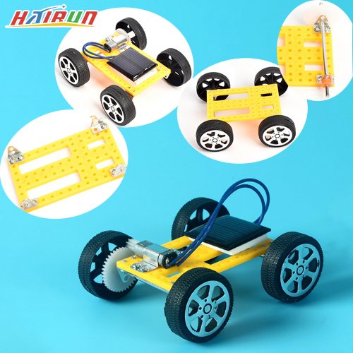 Afbeelding van Zonne-energie aangedreven mini speelgoedauto voor kinderen – DIY bouwpakket met geassembleerde zonneauto, educatief en duurzaam speelgoed als cadeau