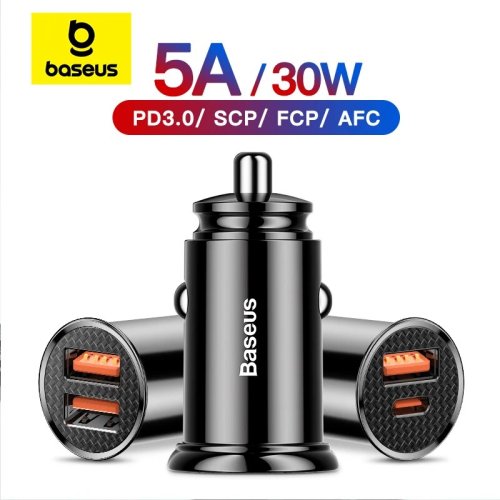 Bild von Baseus 30 W USB-Autoladegerät Quick Charge 4.0 3.0 FCP SCP USB PD für Xiaomi iPhone 12 13 14 Pro Schnelllade-Autotelefon-Ladegerät