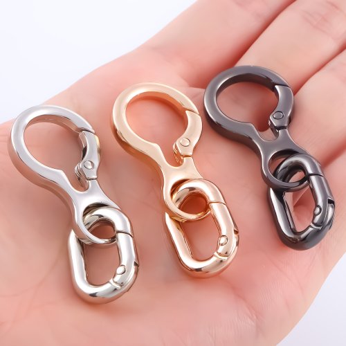 Image of Premium Double Opening Swivel Clasp Clips with Spring Snap Hooks and Key Ring for DIY Keychains and Lanyards