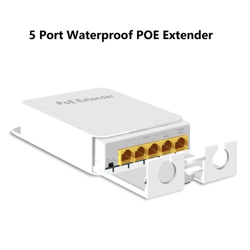 Image de Répéteur PoE Étanche 5 Ports 1000Mbps - IP55 pour Caméras & AP WiFi