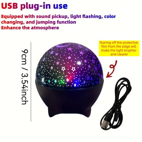 Immagine di Proiettore LED Notturno con Luce Stellata, Luna e Galassia – Lampada da Proiezione USB 5V per Bambini, Decorazione per Camera da Letto, Regalo Ideale per Natale