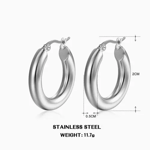 Image de Boucles d'oreilles Huggie en Acier Inoxydable - Style Vintage