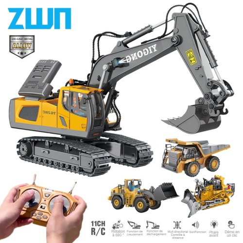Image of Professional Alloy & Plastic 2.4GHz Remote Control Excavator and Dump Truck RC Construction Vehicle Set for Kids