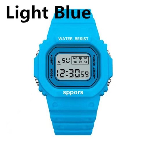 Imagen de Reloj deportivo LED para niños y niñas, reloj electrónico cuadrado Digital resistente al agua de goma, colorido, para hombres y mujeres