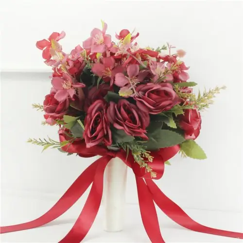 Image de Bouquet de Mariage Rose Artificiel - Élégance & Raffinement