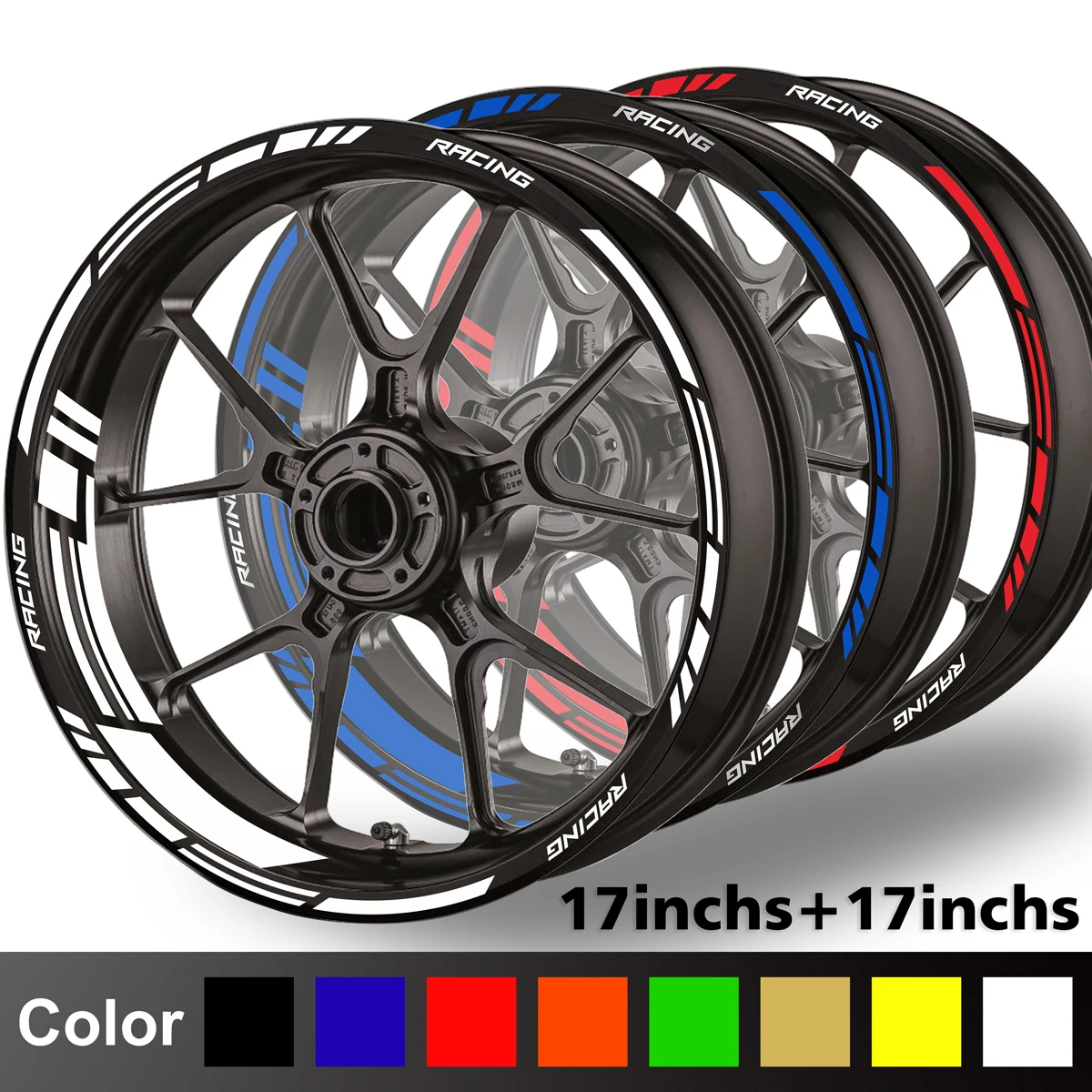 Immagine di Adesivi Riflettenti per Ruote Moto 17" - Stile Sportivo e Sicurezza