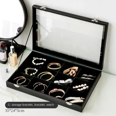 Image de Boîte de Rangement Bijoux Élégante Noire
