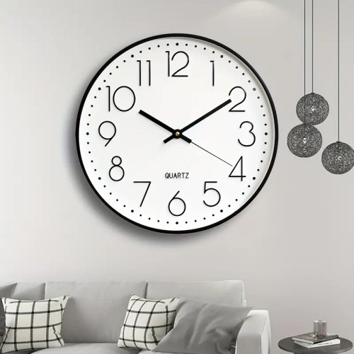 Afbeelding van 8 inch stille kwarts wandklok ronde driedimensionale digitale moderne wandklok zonder tikgeluid voor slaapkamer en woonkamer