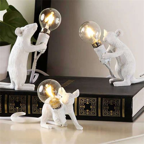 Image of Modern Resin Animal LED Table Lamp – Adorable Mouse, Cat, and Squirrel Design Night Light for Cozy Desk and Home Decor