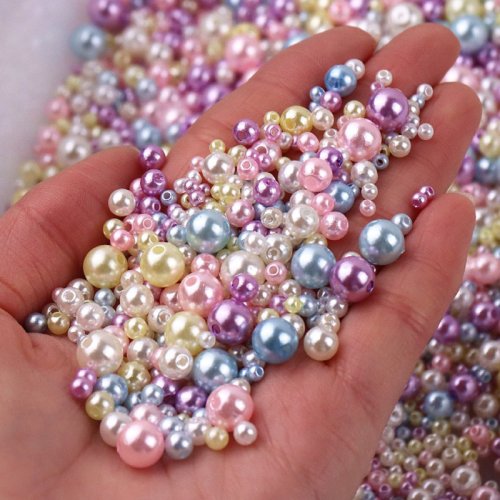Immagine di Confezione da 150 Perline Colorate in Plastica 3-8 mm per Creazione di Gioielli Fai Da Te – Ideali per Bracciali, Collane e Ricamo