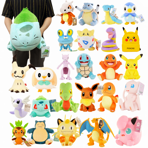 Zdjęcie Pluszowy Pokémon – Zestaw 47 Stylów: Charmander, Squirtle, Pikachu, Bulbasaur i Inne – Miękkie Wypchane Zwierzęta, Peluchy dla Dzieci, Idealny Prezent