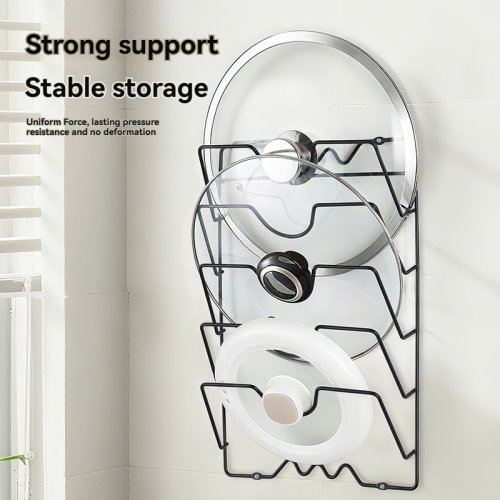 Bild von Multifunktionales Wandmontiertes Topfdeckelregal mit 5 Schichten – Perforiertes Küchenorganizer-System für optimale Aufbewahrung