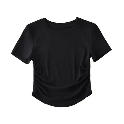 Image de T-Shirt Harajuku Femme 2024 - Col Rond & Détails Froncés