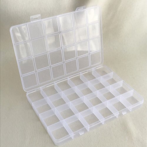 Image of 24-Grid Transparent Plastic Storage Box for Jewelry, Earrings, Beads, Screws – Organized Display Case with Compartmentalized Design
