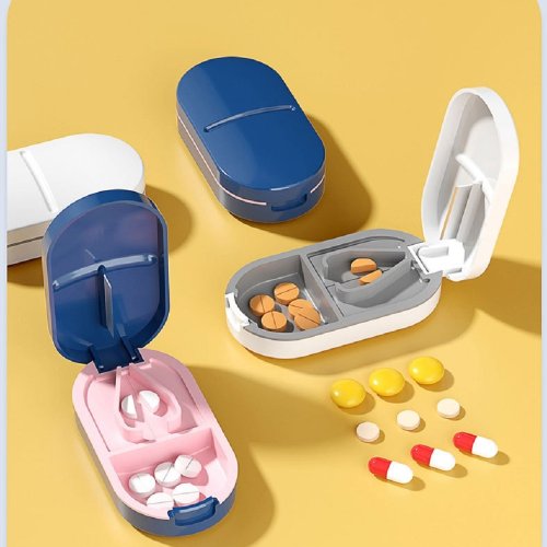 Image of Natural Herbal Pill Cutter & Crusher with Storage Box – Adjustable Stainless Steel Blade for Precise Dosage