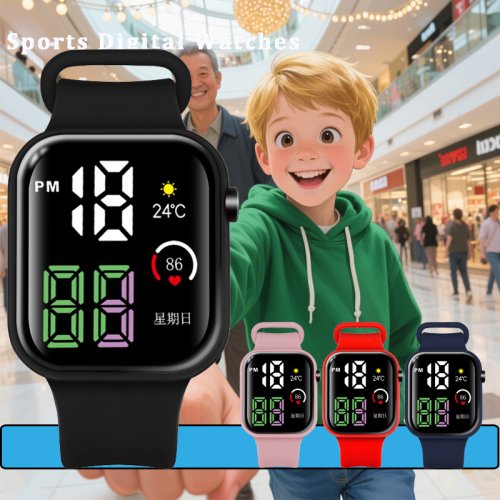 Afbeelding van Digitale Sport Horloge voor Kinderen met Siliconen Band en LED Display – Mode Klok voor Meisjes en Jongens
