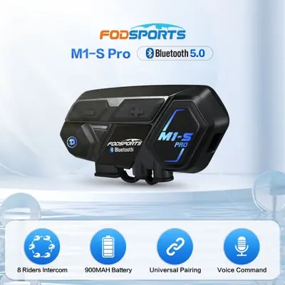 Image de Interphone Moto Bluetooth 8 Pilotes - Fodsports M1 S Pro