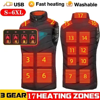 Gilet Chauffant Homme - 17 Zones de Chauffage Infrarouge