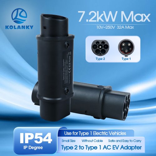 Zdjęcie Adapter Kolanky 32A 7.2 KW Typ 2 na Typ 1, Konwerter Typ 1 na Typ 2, Adapter Typ 2 na GBT do ładowania samochodów elektrycznych