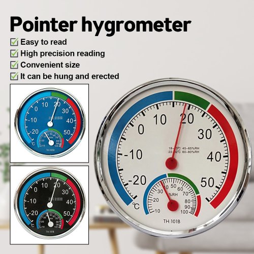Bild von Mini-Thermometer mit rundem Zeiger und Hygrometer -30 ℃ -50 ℃   Thermometer 20 % - 100 % Hygrometer Innenbüro-Feuchtigkeitsmonitor