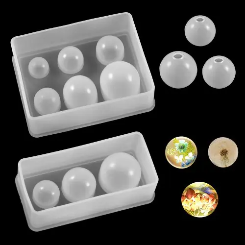 Image de Moules Silicone Sphères Planètes pour Résine Époxy - Création de Bijoux DIY