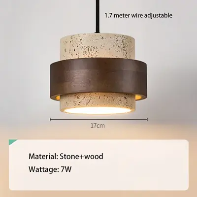 Image de Lampe Pendentif LED Bois Noyer - Luminaire Rétro pour Chambre ou Bar