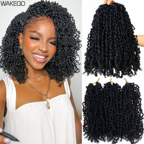 Afbeelding van Natuurlijk Zwarte Bohemische Yanky Twist Gehaakt Haar, 12-8 Inch, Klein Krullend voor Senegalese Twist Vlechten – Perfecte Synthetische Haarextensies voor Vrouwen