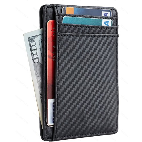Image of Ultra-Thin RFID-Blocking PU Leather Wallet for Men – Sleek Minimalist Design with Credit Card, ID, and Business Card Holder
