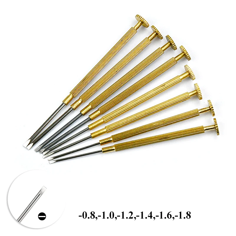 Zdjęcie Metalowy śrubokręt płaski do narzędzi do naprawy zegarków Rolex Zestaw śrub do montażu zegarmistrza 0,8 mm 1,0 mm 1,2 mm 1,4 mm 1,6 mm 1,8 mm