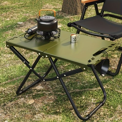 Image of Portable Lightweight Folding Camping Table with Carry Handle and Tripod Base – Perfect Outdoor Picnic Desk for Hiking, Fishing, and Backpacking Adventures