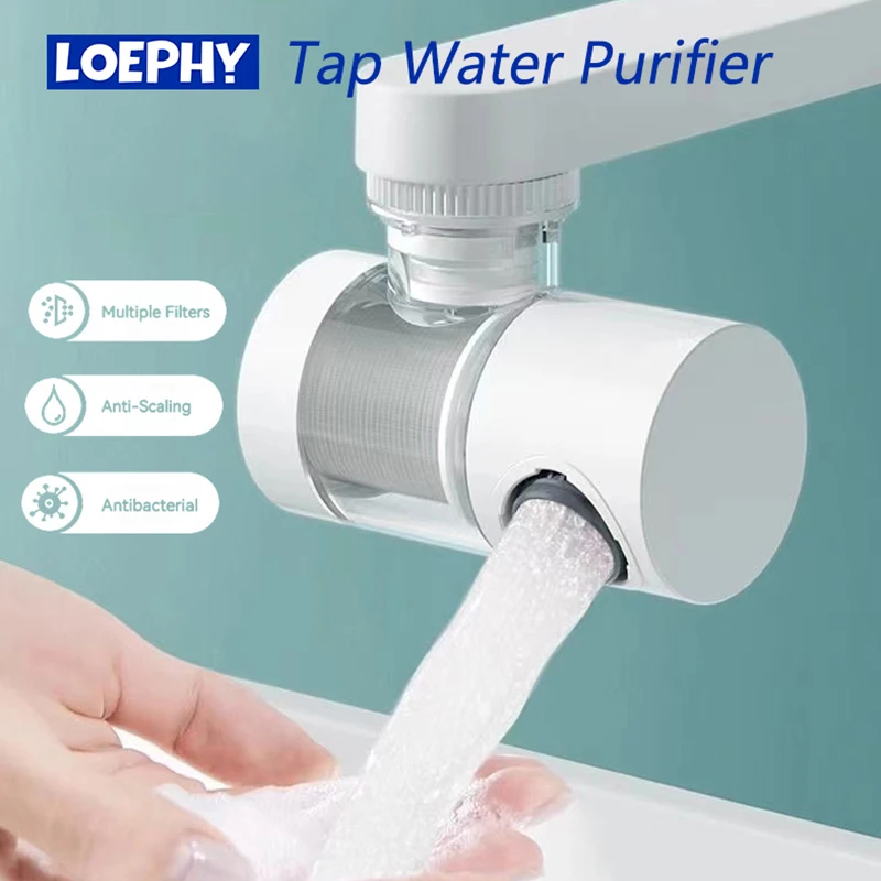 Afbeelding van Loephy Kraanfilter met Spatwaterdichte Technologie – Universele Waterzuiveraar met 720-Gradens Roterende Uitloop en Drukregeling voor Zuiver Drinkwater