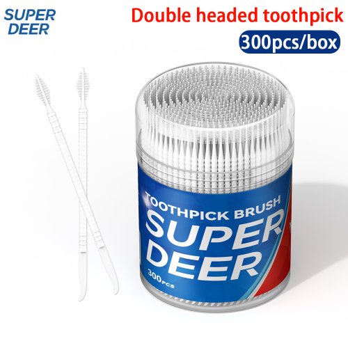 Bild von 300Pcs Doppel-Headed Flosser Zahnstocher Einweg Interdentalbürste Zahnseide Pick Oral Reinigung Hygiene Zahnpflege Sticks