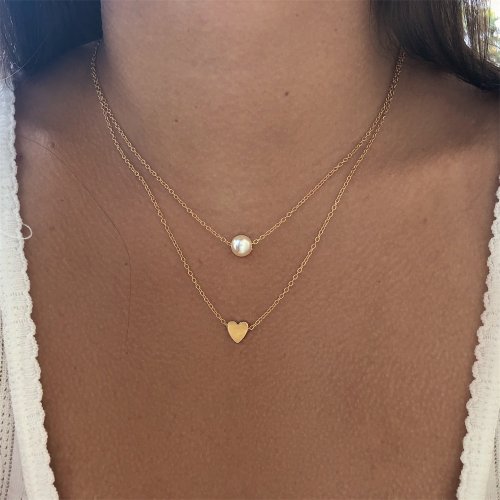 Afbeelding van Minimalistische ronde stok hanger ketting voor vrouwen parel sleutelbeen ketting bladeren lange ketting mode-sieraden verklaring meisje cadeau