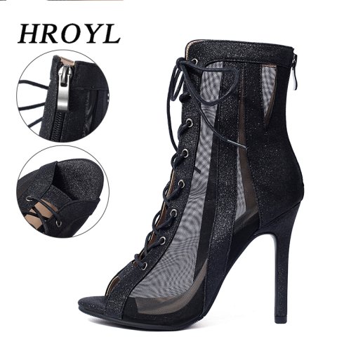 Afbeelding van Elegante Zwarte Hoge Hak Laarzen voor Vrouwen – Sexy Paaldans Schoenen met Comfortabele Zool voor Salsa, Tango, Balzaal en Moderne Dans