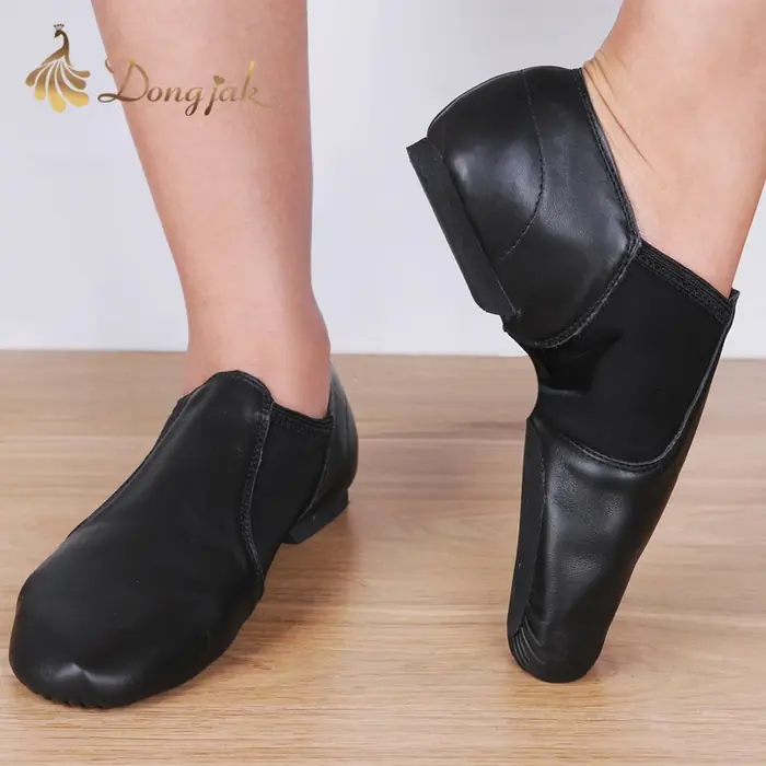 Image de Chaussures de Danse Jazz en Cuir - Beige & Noir