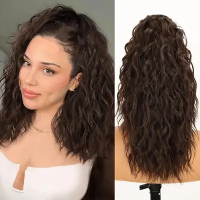 Image de Extensions de cheveux ondulées clip-in noir marron 18-30 cm