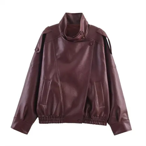Image de Veste Moto Faux Cuir Femme Noir - Style Urbain 2025