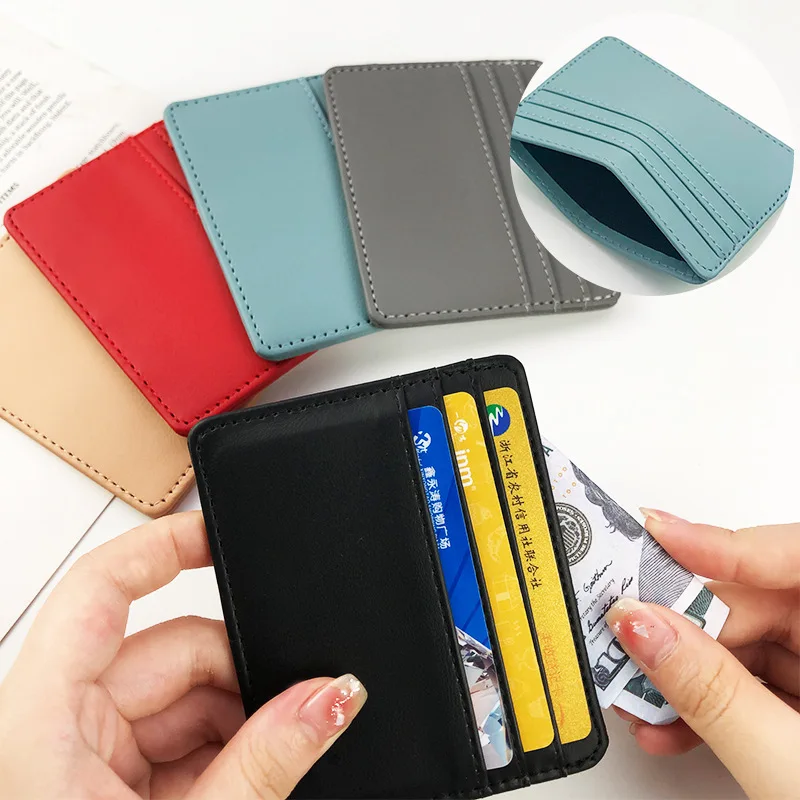 Image of Ultra-Thin Mini Wallet for Men and Women – Sleek Black Card Holder with Coin Pocket, Compact Business Credit Card Case and Simple Pouch Design