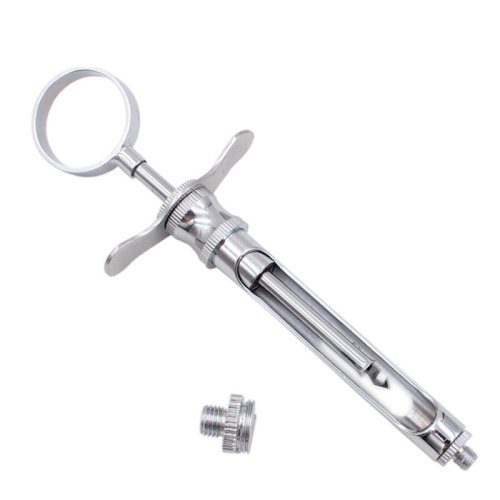 Image of Premium Stainless Steel Dental Aspirating Syringe with Sharp Hooked Tip – 1.8ml Precision Injection Tool for Professional Dental Procedures