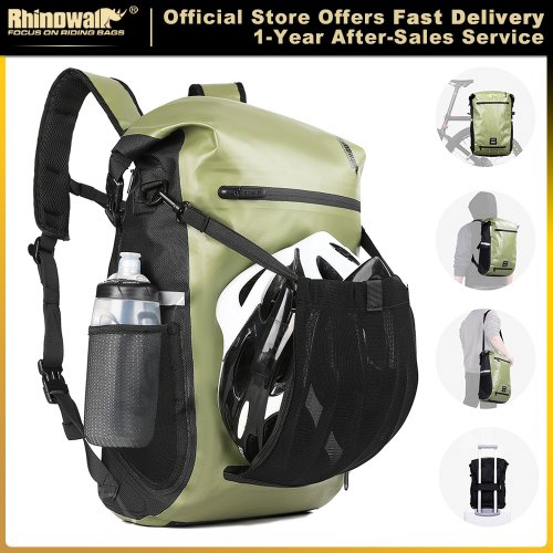 Immagine di Borsa Laterale per Bici Rhinowalk da 22 Litri - Impermeabile e Multifunzionale per Portapacchi Posteriore con Tracolla Regolabile