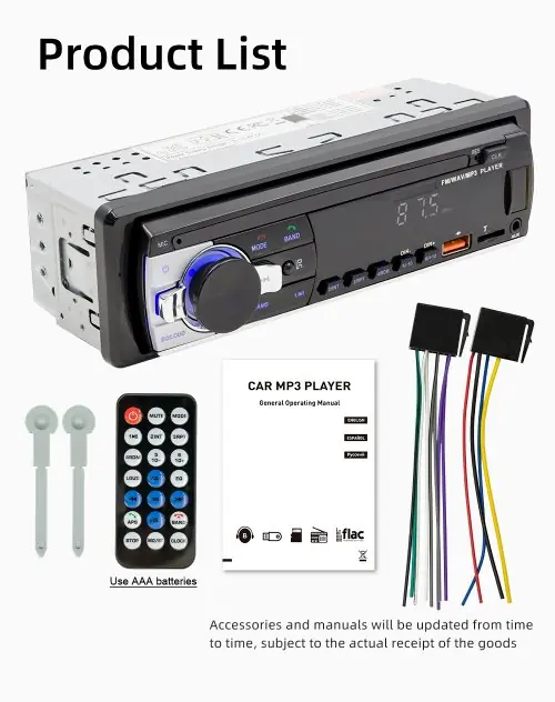 Image de Autoradio 1 Din avec Bluetooth, USB, AUX et Charge Rapide