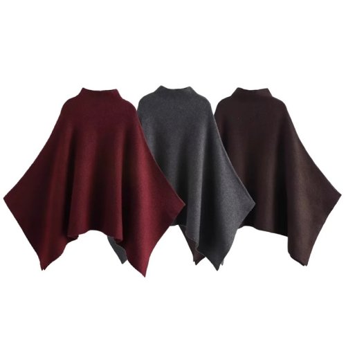 Immagine di Scialle Donna Poncho Mantello Cardigan Lavorato a Maglia Asimmetrico con Colletto Allentato – Ideale per Autunno, Inverno e Primavera