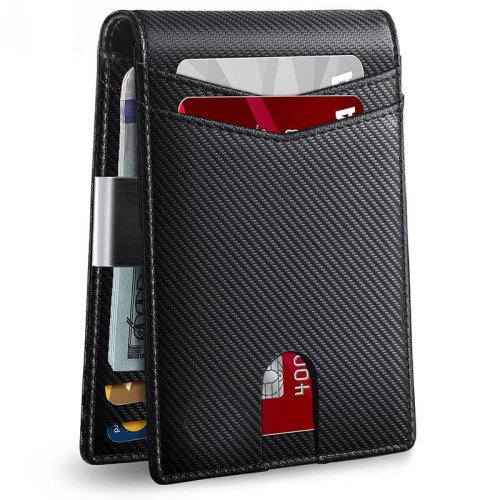 Image of Luxury RFID-Protected Carbon Fiber Slim Wallet for Men – Ultra-Thin Card Holder & Compact Billfold with Secure Money Pocket